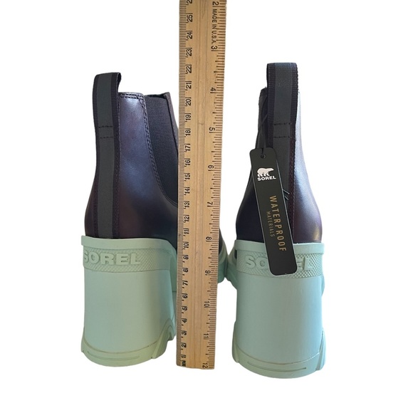 Sorel Brex Heel Chelsea Leather Bootie In Cinder Sea Sprite Size 9.5 - Picture 10 of 13